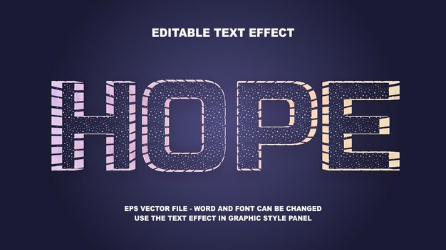 editable text effect hope 3d vector template