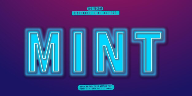 editable text effect in glowing mint text style