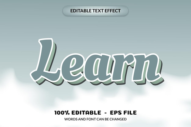 editable text effect learn words and font can be changed