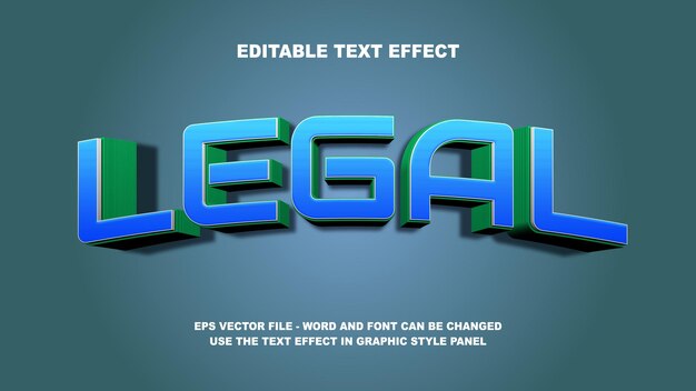 editable text effect legal 3d vector template