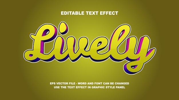 Editable Text Effect Lively 3D Vector Template