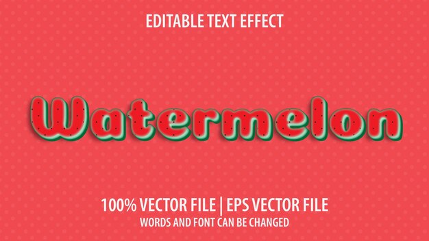editable text effect modern 3d watermelon and minimal font style