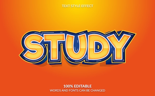 editable text effect, modern bold study text style