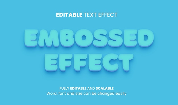 Editable text effect modern Embossed Effect and minimal font style Free Vector
