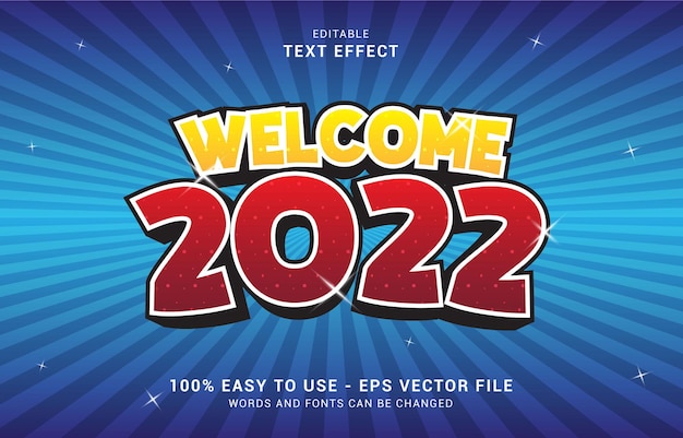 editable text effect, new year welcome 2022 style can be use to make title