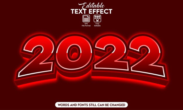 Editable text effect new years 2022