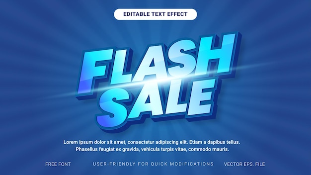 Editable text effect of Flash Sale Discount day on sun rays banner vector