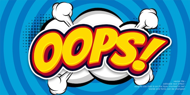 editable text effect oops with cartoon style concept