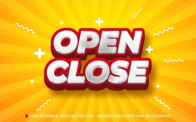 editable text effect, open close style illustrations