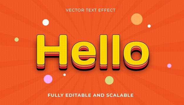 editable text effect orange hello text style
