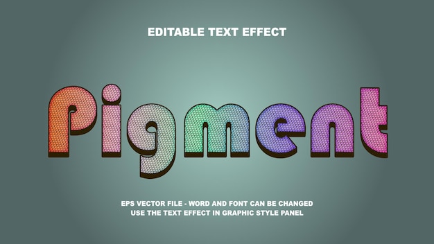 Editable Text Effect Pigment 3D Vector Template