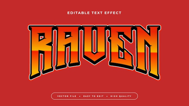 Editable text effect Red raven bulldog text on orange background
