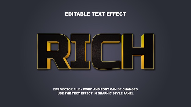 Editable Text Effect Rich Metallic 3D Vector Template