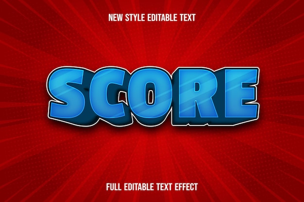 Editable text effect score color blue gradient