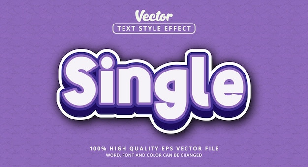 Editable text effect, Single text on light purple color style