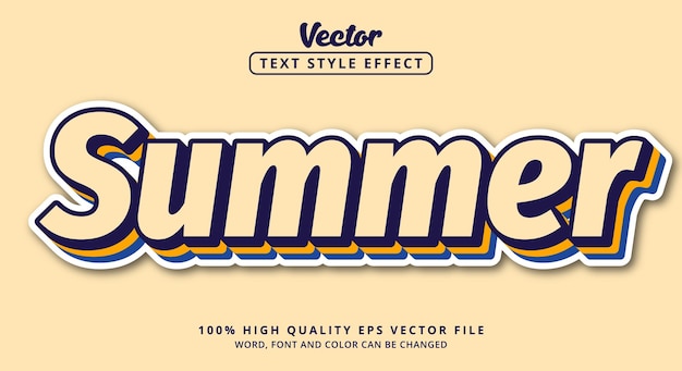 Editable text effect Summer text with combination color light text and layered style with light color style