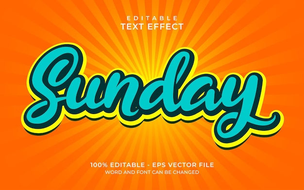 Editable text effect sunday blue and orange style