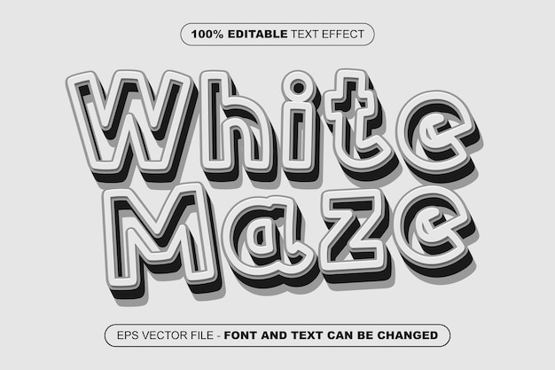 editable text effect white maze white and black