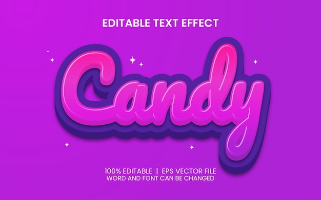 Editable text effect with cute candy style