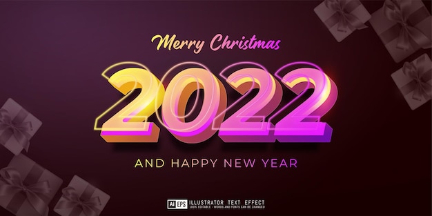 editable text happy new year 2022 neon design