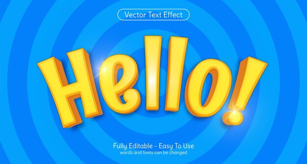 Editable text Hello 3d text style illustrator text effect