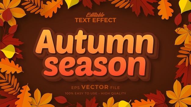 editable text style effect - autumn text with maple leaves illustration