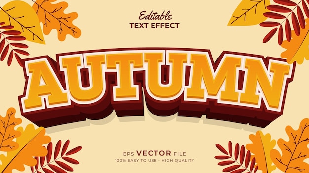 editable text style effect autumn text with maple leaves illustration
