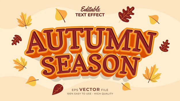 editable text style effect autumn text with maple leaves illustration