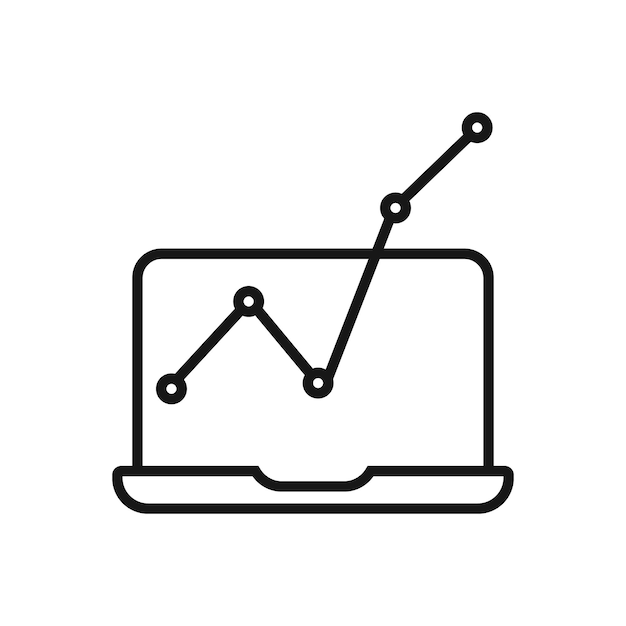 Editable vector icon of a laptop displaying a graph ideal for presentations websites or apps