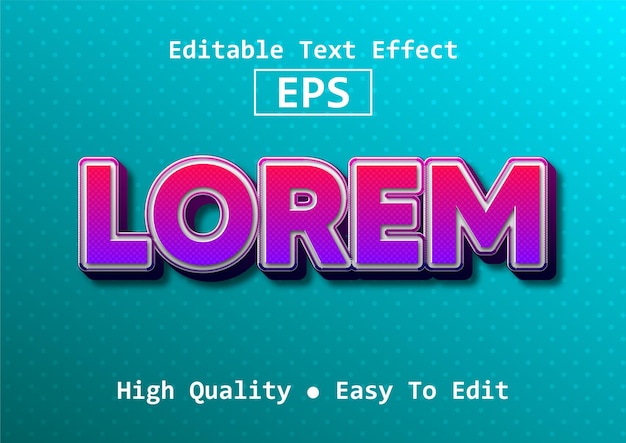 editable vector text effect lorem 3d neon and glow effect font style