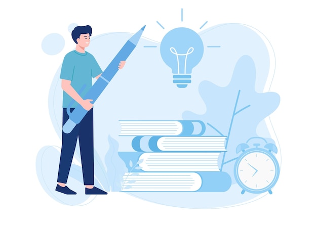 education and knowledge are the power to build creative ideas concept flat illustration