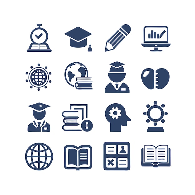 education and learning icon set collection vector for ui documents websites and mobile applications