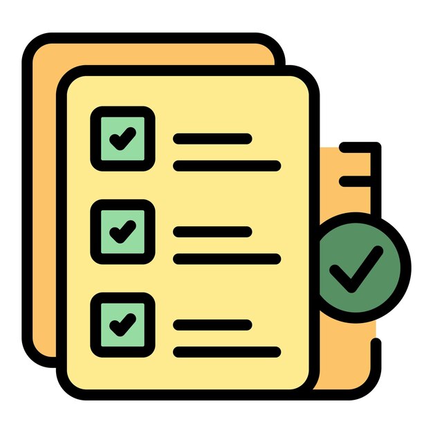 education exam icon outline vector online test school study color flat