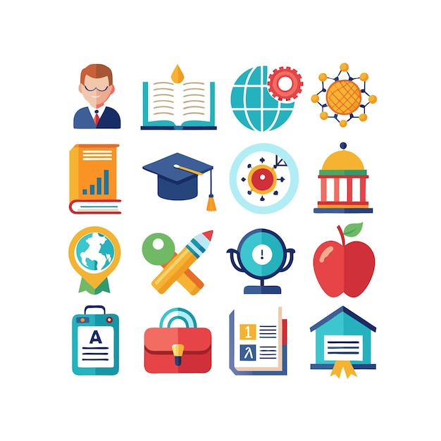 education icon set collection vector illustration for documents websites and mobile applications