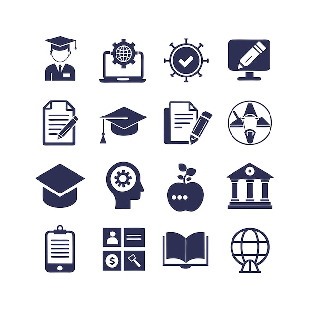 education icon set collection vector illustration for documents websites and mobile applications