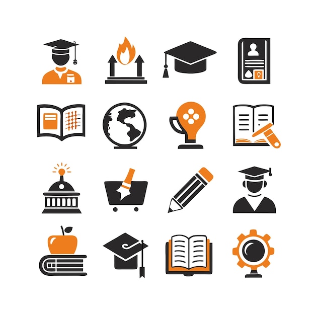 Education Icon Set Collection Vector Illustration for Documents Websites and Mobile Applications