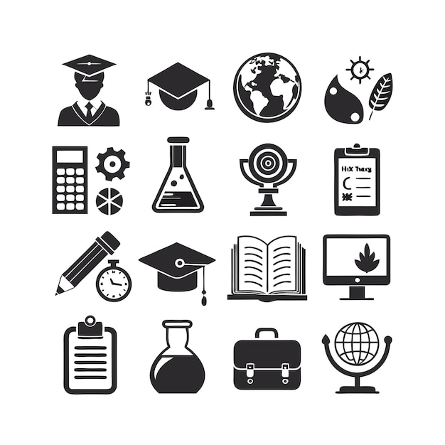 education icon set collection vector illustration for documents websites and mobile applications