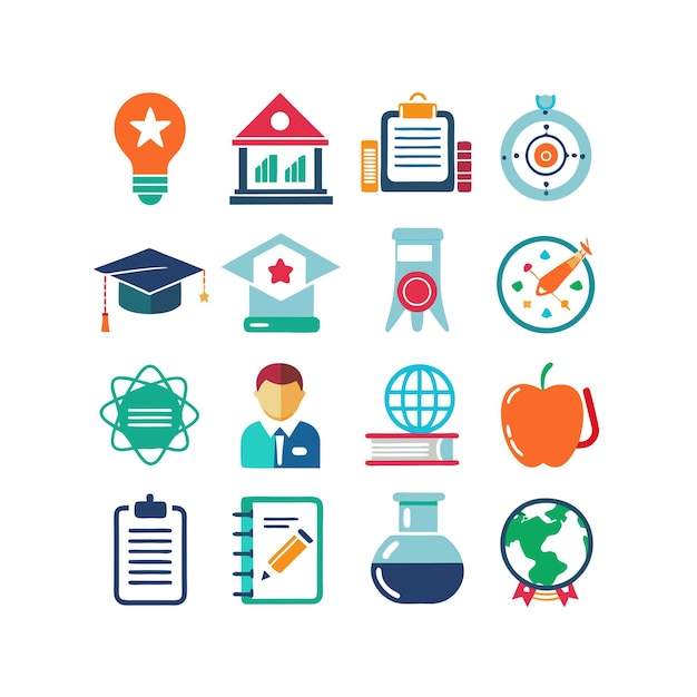 education icon set collection vector illustration for documents websites and mobile applications