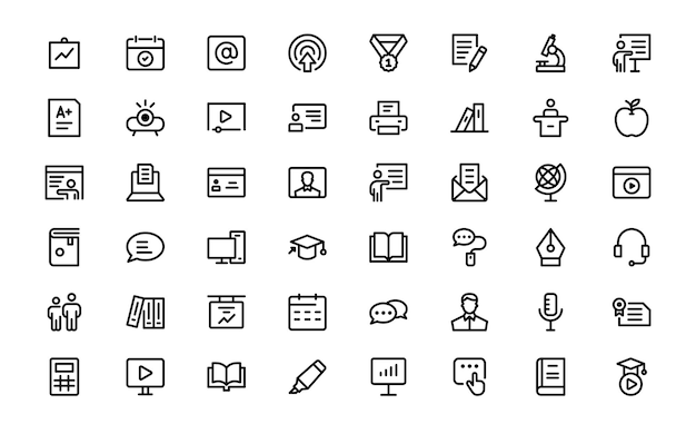 Education Icon Set Modern and Minimalist Icons for Learning Teaching Schools and Digital