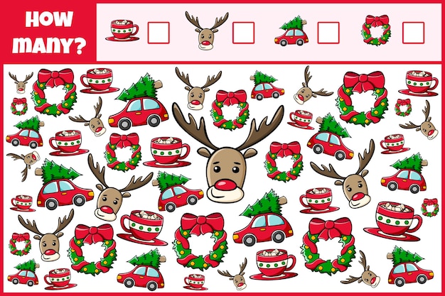 Educational mathematical game Count the objects Count how many objects