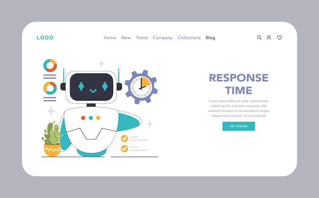 efficient chatbot web or landing a robotic assistant optimal response time emphasized by a ticking