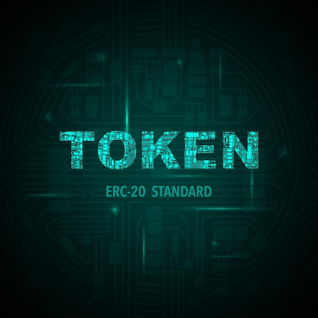 Electric circuit token green background