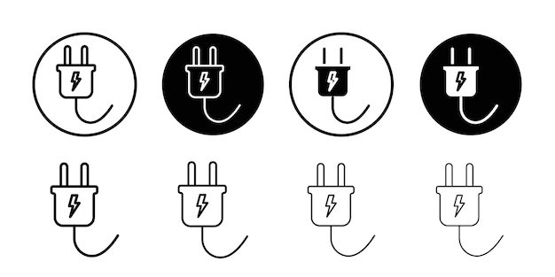 Electric plug icon logo set vector