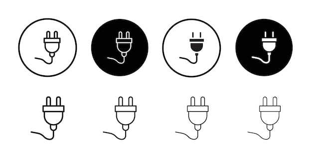 Electrical plug icon Line Art Logo set