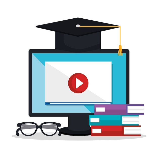 electronic education with computer desktop 