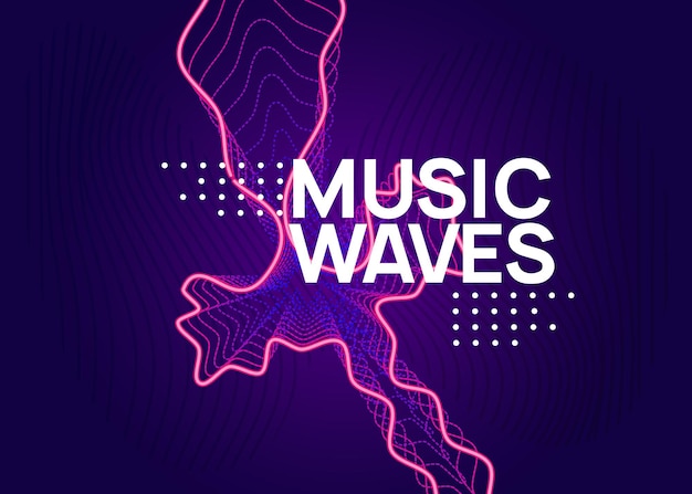 Electronic poster. Dynamic fluid shape and line. Trendy show magazine design. Neon electronic poster. Electro dance dj. Music sound fest. Night club event flyer. Techno party.