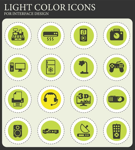 Electronics supermarket icon set
