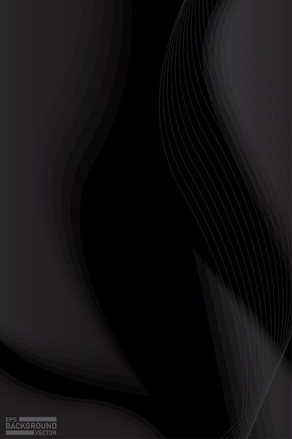 Elegant Black Abstract Background with Wave and Light Effects