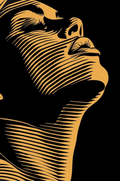 elegant black and gold portrait of a woman