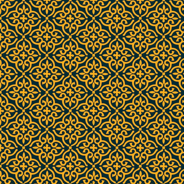 Elegant Gold Damask Pattern in Navy